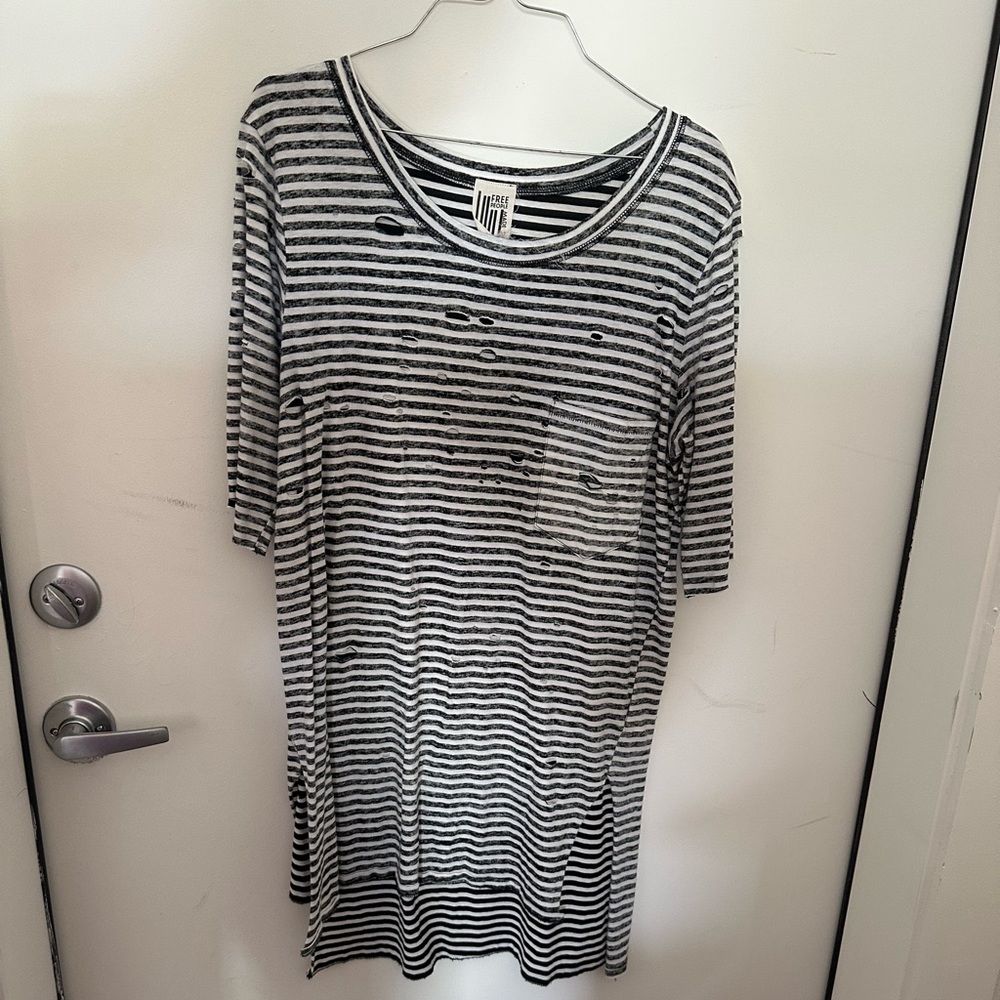 Free People Distressed Reverse Print Tunic Tee - Picture 2 of 4